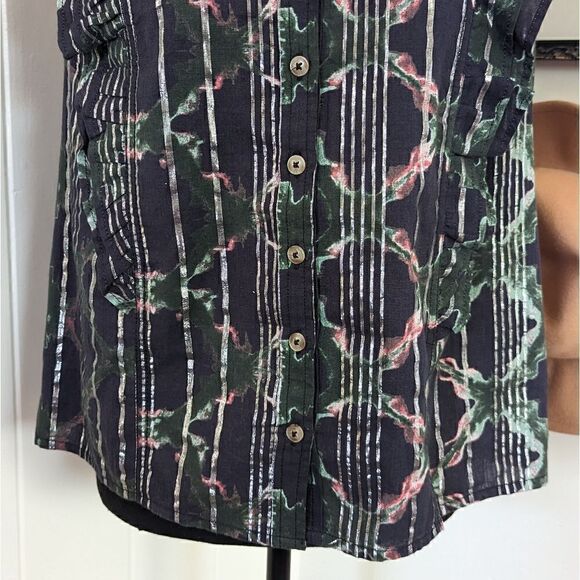 Pilcro Anthropologie Ruffled Buttondown Sleevless Top, sz SM EUC - Picture 5 of 15